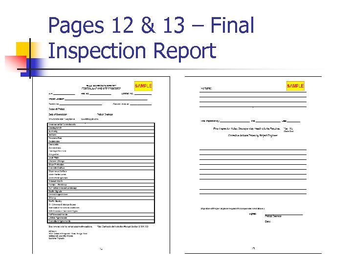 Pages 12 & 13 – Final Inspection Report 