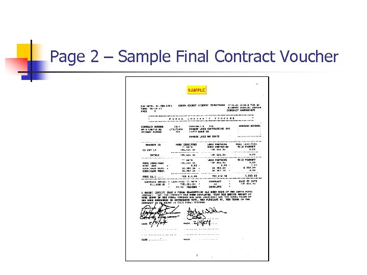 Page 2 – Sample Final Contract Voucher 