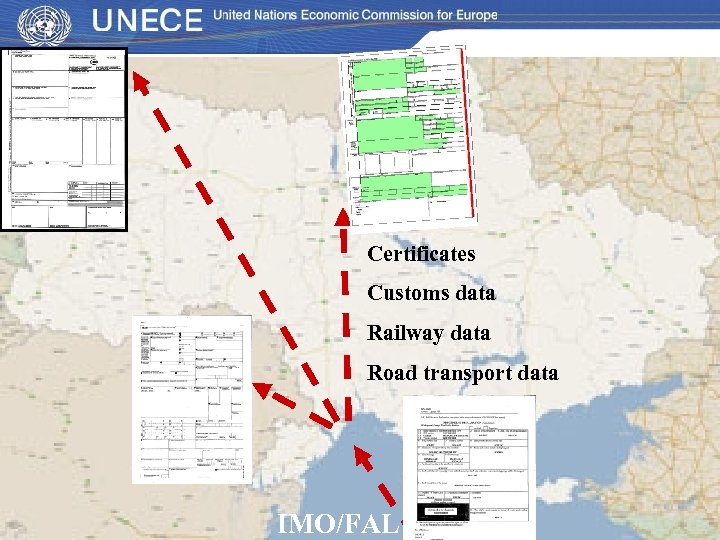 Certificates Customs data Railway data Road transport data IMO/FAL data 