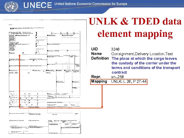 UNLK & TDED data element mapping UID 3246 Name Consignment. Delivery Location. Text Definition