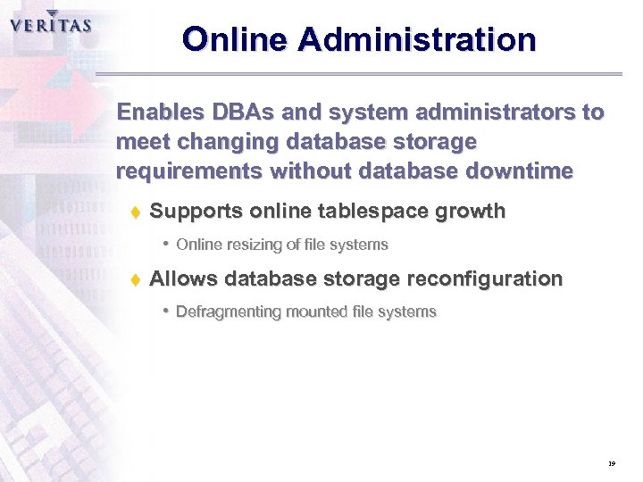 Online Administration Enables DBAs and system administrators to meet changing database storage requirements without