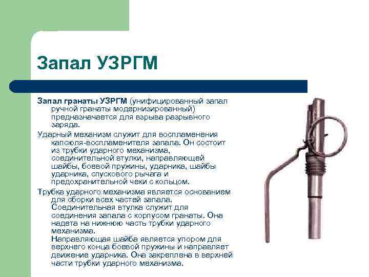 Запал это. Взрыватель УЗРГ доя ф 1. Граната ф1 запал. Ударный механизм УЗРГМ гранаты предназначен. Устройство запала УЗРГМ ударный механизм.