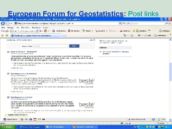 European Forum for Geostatistics: Post links 42 Market perspective - user needs 