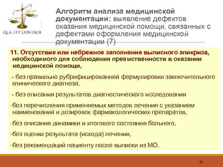 Алгоритм анализа медицинской документации: выявление дефектов оказания медицинской помощи, связанных с дефектами оформления медицинской