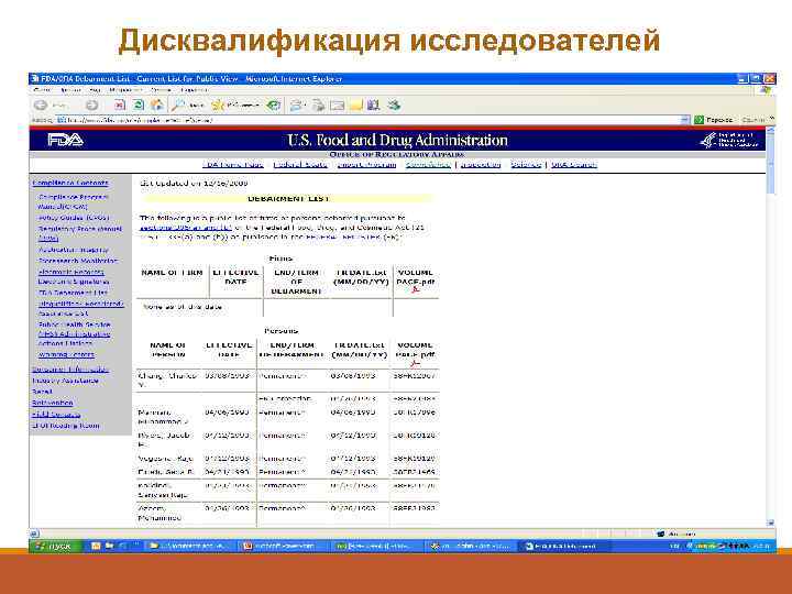 Дисквалификация исследователей 