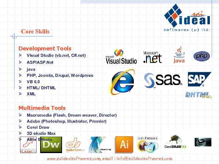 Core Skills Development Tools Ø Visual Studio (vb. net, C#. net) Ø ASP/ASP. Net