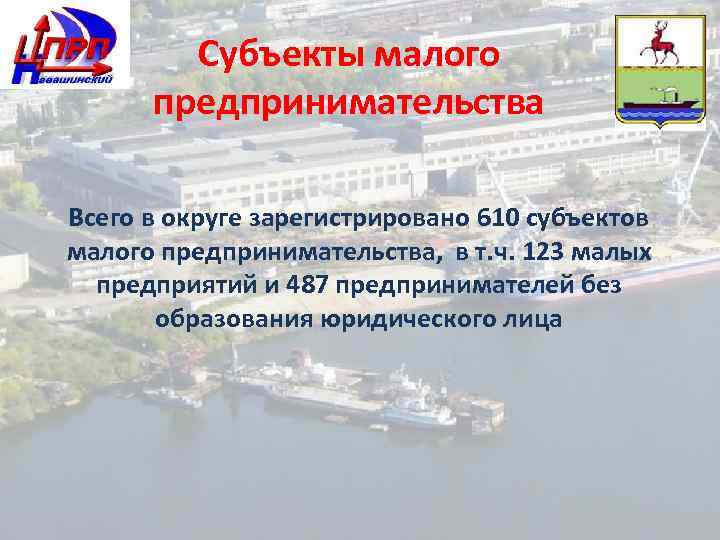 Субъекты малого предпринимательства Всего в округе зарегистрировано 610 субъектов малого предпринимательства, в т. ч.
