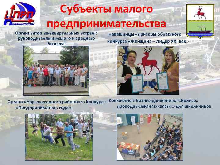 Субъекты малого предпринимательства Организатор ежеквартальных встреч с Навашинцы - призеры областного руководителями малого и