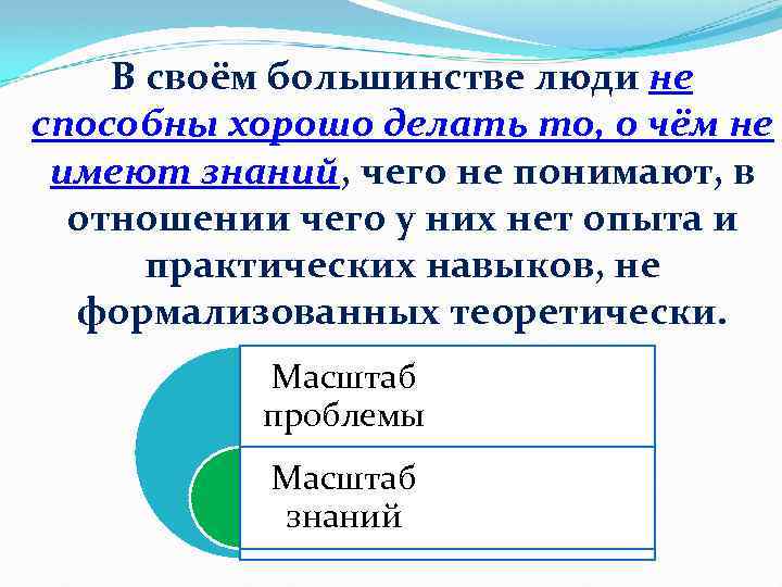  В своём большинстве люди не способны хорошо делать то, о чём не имеют