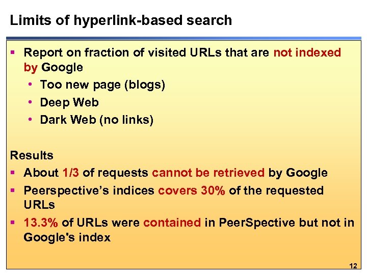 Limits of hyperlink-based search § Report on fraction of visited URLs that are not