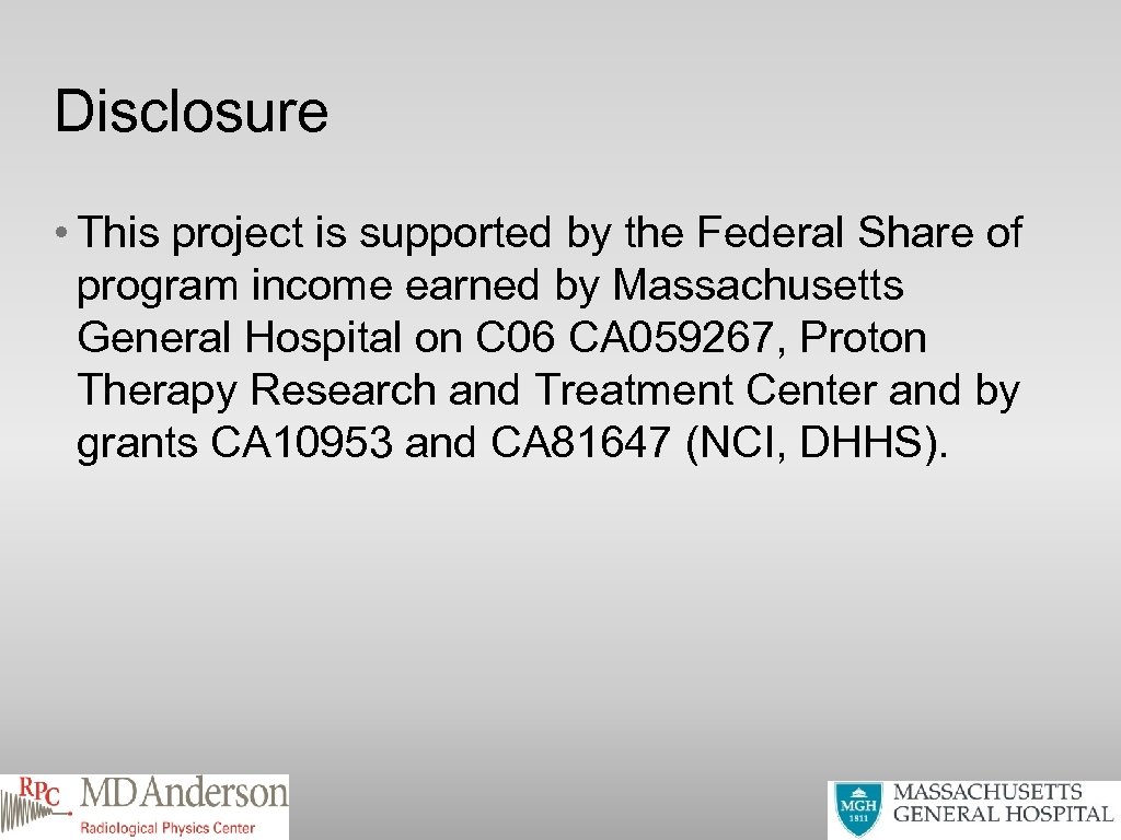 Disclosure • This project is supported by the Federal Share of program income earned