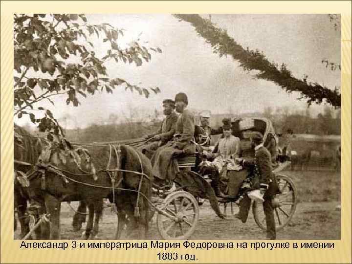 Александр 3 и императрица Мария Федоровна на прогулке в имении 1883 год. 