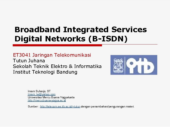 Broadband Integrated Services Digital Networks B-ISDN ET 3041