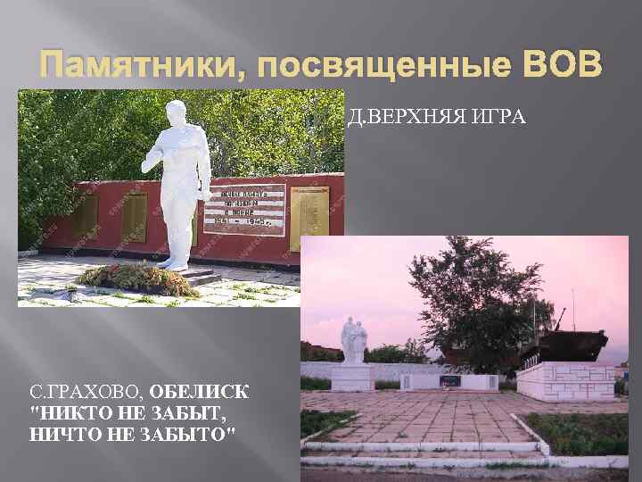 Памятники, посвященные ВОВ Д. ВЕРХНЯЯ ИГРА С. ГРАХОВО, ОБЕЛИСК 