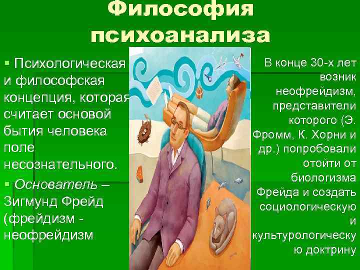 Философия психоанализа § Психологическая и философская концепция, которая считает основой бытия человека поле несознательного.