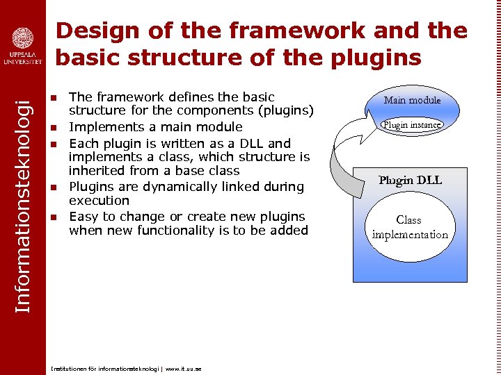 Informationsteknologi Design of the framework and the basic structure of the plugins n n
