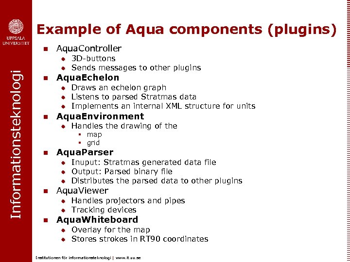 Example of Aqua components (plugins) n Aqua. Controller Informationsteknologi ® ® n Aqua. Echelon