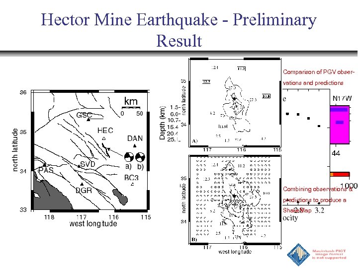 Hector Mine Earthquake - Preliminary Result Comparison of PGV observations and predictions Combining observations