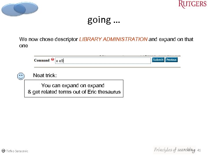 going … We now chose descriptor LIBRARY ADMINISTRATION and expand on that one Neat