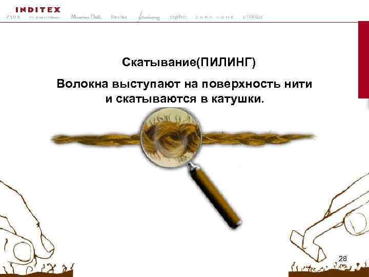 Скатывание(ПИЛИНГ) Волокна выступают на поверхность нити и скатываются в катушки. 2/9/2018 © TRAINING &