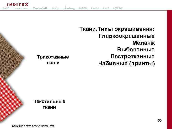 Трикотажные ткани Ткани. Типы окрашивания: Гладкоокрашенные Меланж Выбеленные Пестротканные Набивные (принты) Текстильные ткани 2/9/2018