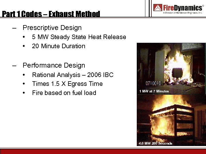 Part 1 Codes – Exhaust Method – Prescriptive Design • • 5 MW Steady