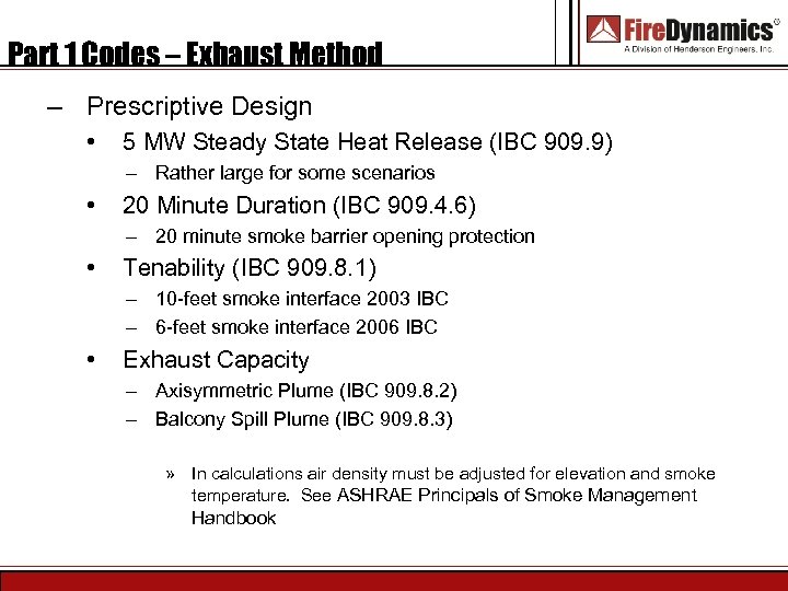 Part 1 Codes – Exhaust Method – Prescriptive Design • 5 MW Steady State