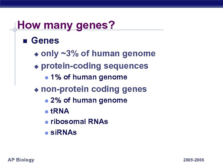 How many genes? Genes only ~3% of human genome u protein-coding sequences u u