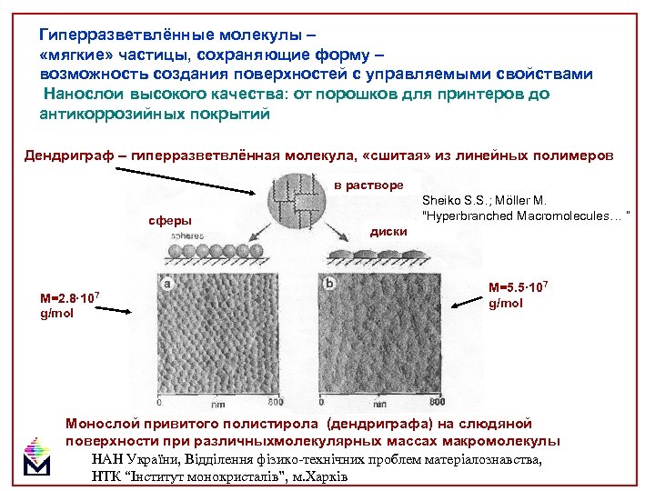 Гиперразветвлённые молекулы – «мягкие» частицы, сохраняющие форму – возможность создания поверхностей с управляемыми свойствами