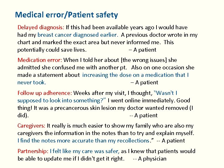 27 Medical error/Patient safety Delayed diagnosis: If this had been available years ago I