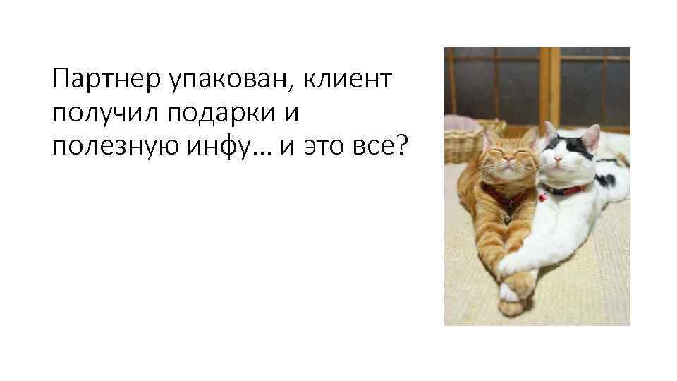 Партнер упакован, клиент получил подарки и полезную инфу… и это все? 