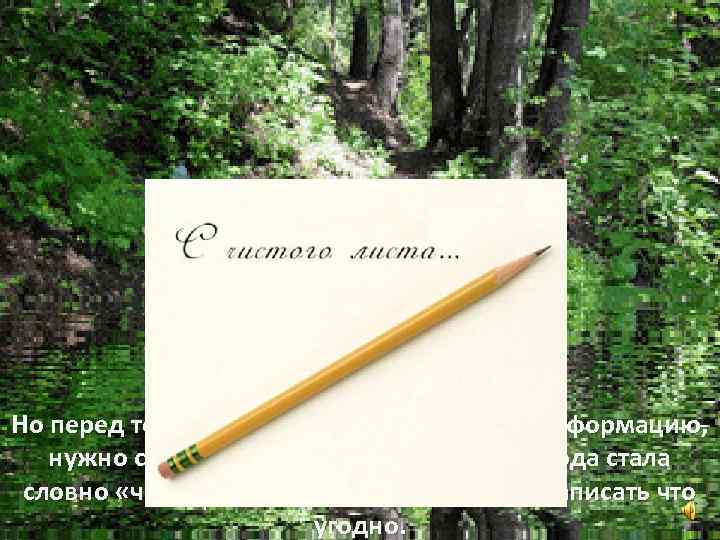 Но перед тем, как вложить в воду добрую информацию, нужно стереть «плохую» память, чтобы