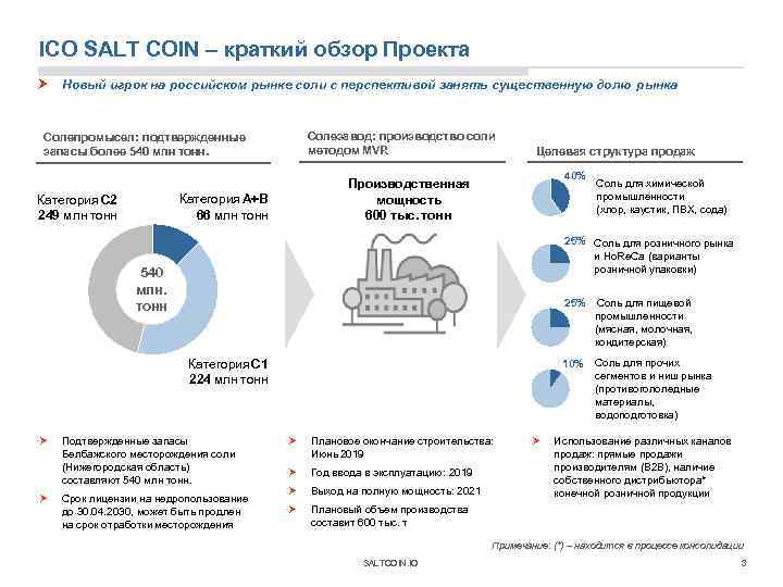 ICO SALT COIN – краткий обзор Проекта Новый игрок на российском рынке соли с