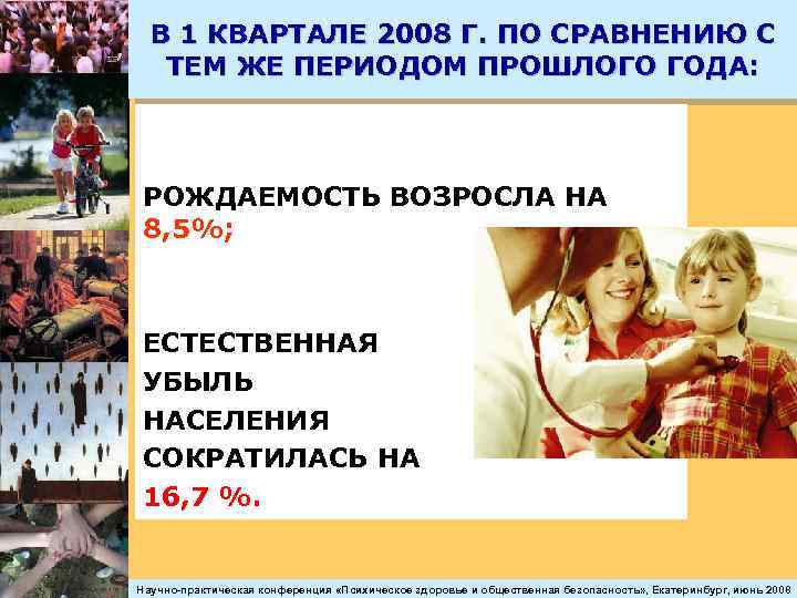 В 1 КВАРТАЛЕ 2008 Г. ПО СРАВНЕНИЮ С ТЕМ ЖЕ ПЕРИОДОМ ПРОШЛОГО ГОДА: РОЖДАЕМОСТЬ