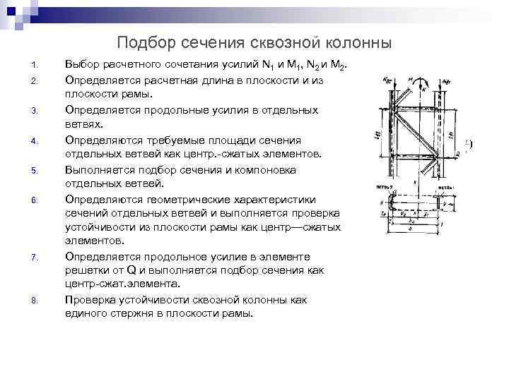 Расчетная схема центрально сжатой колонны