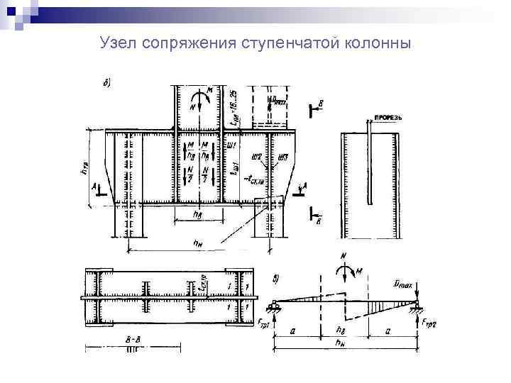 Узел сопряжения ступенчатой колонны 