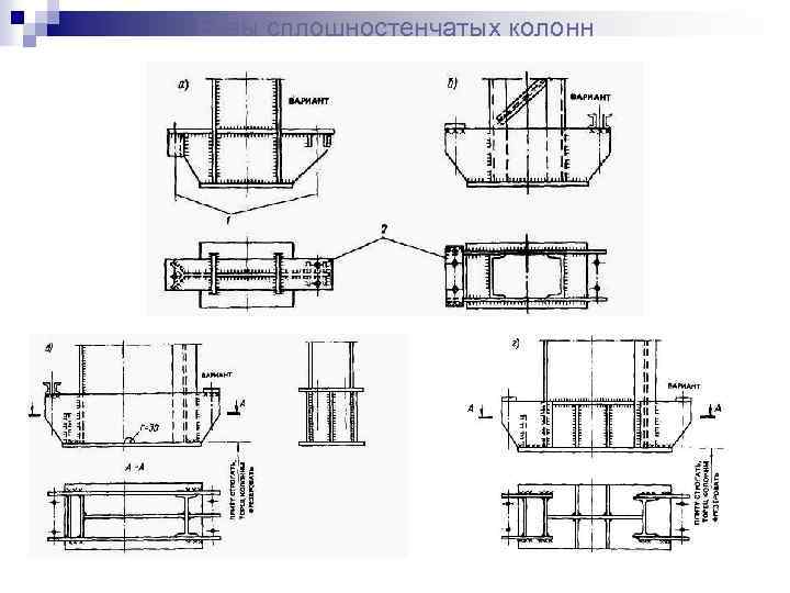 Базы сплошностенчатых колонн 