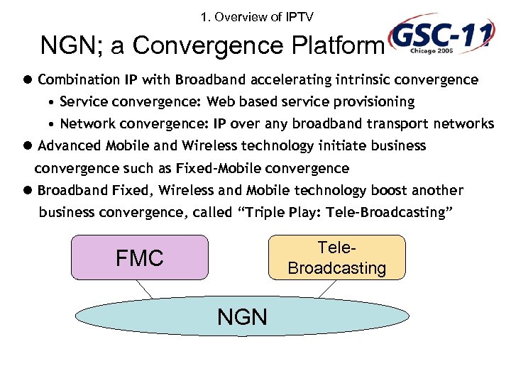 1. Overview of IPTV NGN; a Convergence Platform l Combination IP with Broadband accelerating