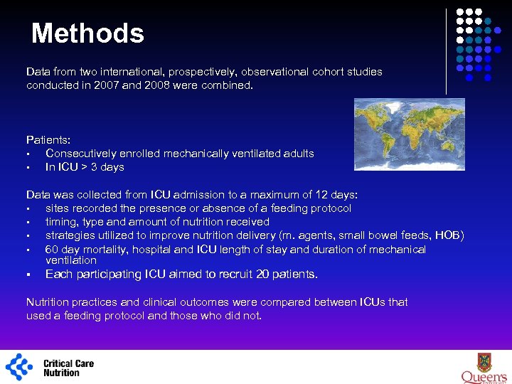 Methods Data from two international, prospectively, observational cohort studies conducted in 2007 and 2008