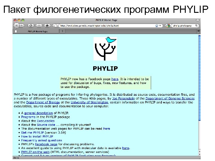 Пакет филогенетических программ PHYLIP 