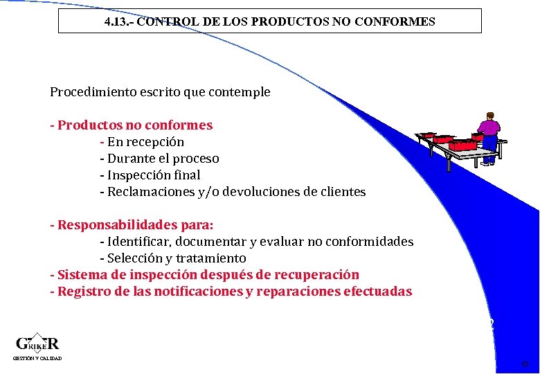 4. 13. - CONTROL DE LOS PRODUCTOS NO CONFORMES Procedimiento escrito que contemple -