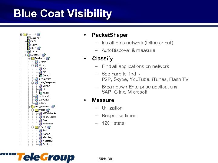 Blue Coat Visibility • Packet. Shaper – Install onto network (inline or out) –