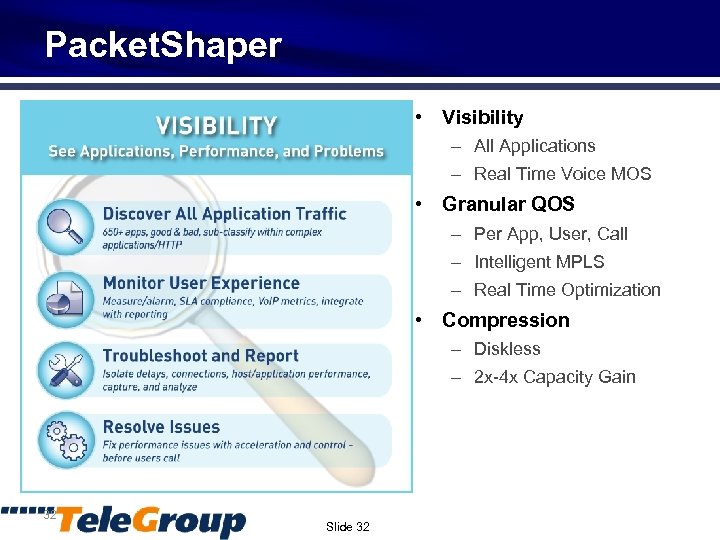 Packet. Shaper • Visibility – All Applications – Real Time Voice MOS • Granular