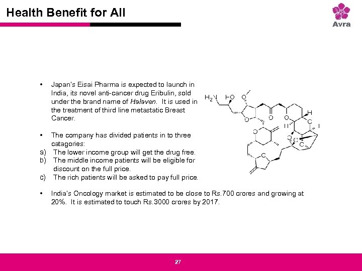 Strictly private and confidential Health Benefit for All • Japan’s Eisai Pharma is expected