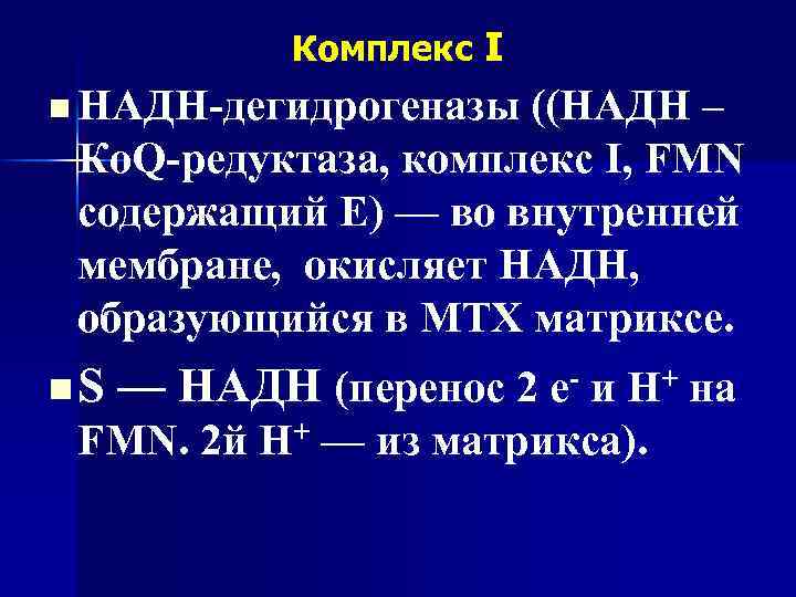 Комплекс I n НАДН-дегидрогеназы ((НАДН – Ко. Q-редуктаза, комплекс I, FMN содержащий Е) —