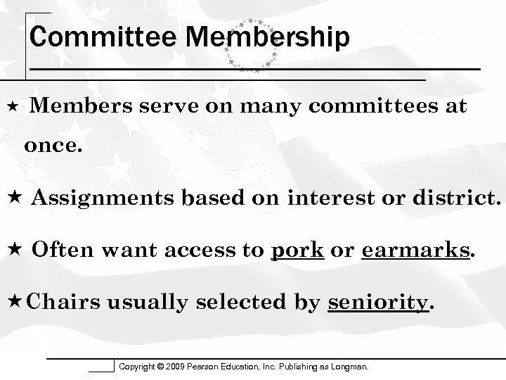 Committee Membership Members serve on many committees at once. Assignments based on interest or