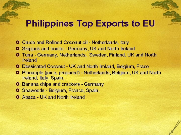 Philippines Top Exports to EU £ Crude and Refined Coconut oil - Netherlands, Italy