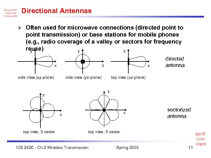 Directional Antennas Ø Often used for microwave connections (directed point to point transmission) or