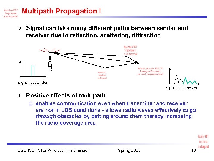 Multipath Propagation I Ø Signal can take many different paths between sender and receiver