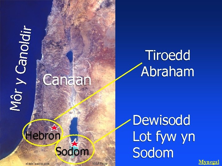 Môr y C a nol dir Abraham in Canaan Hebron Sodom Tiroedd Abraham Dewisodd